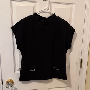 LOFT Black Women's Blouse with Chain Detail